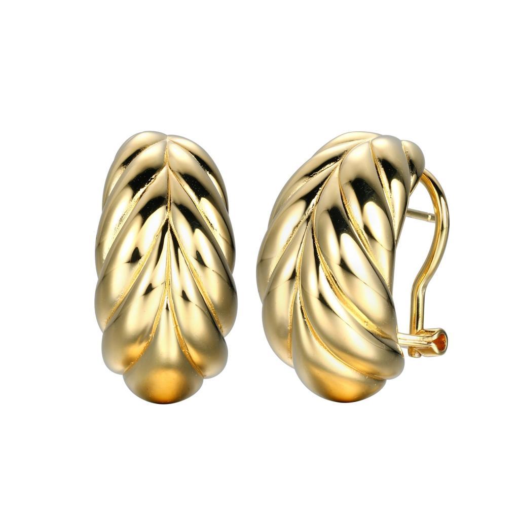 ECGS2AQW4-Y Electric Hoop Ribbed Omega Clip Earrings