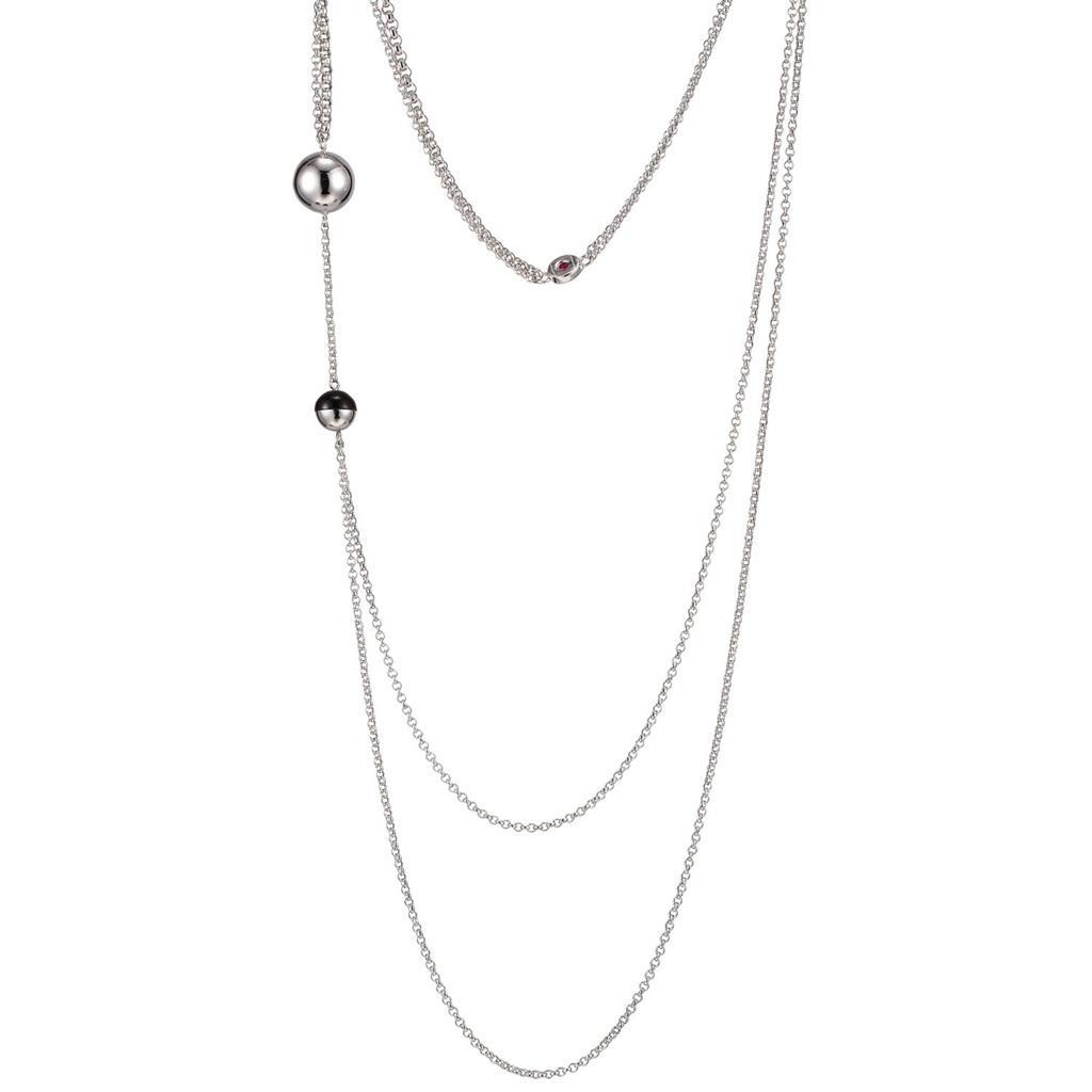 NR0LAZ7-W Posh Black Agate Double Strand Necklace