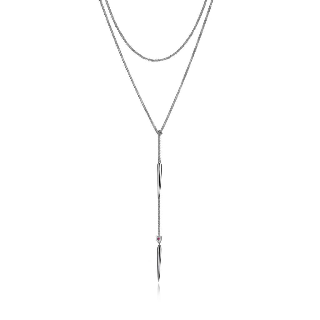 NR0LB7W-W Bouquet Long Spear Wrap Around Necklace