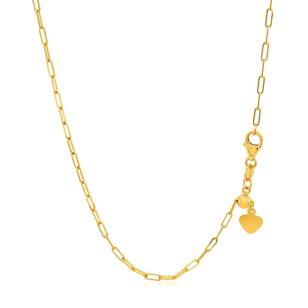 14k Yellow Gold Adjustable Paperclip Chain (1.50 mm) -22"