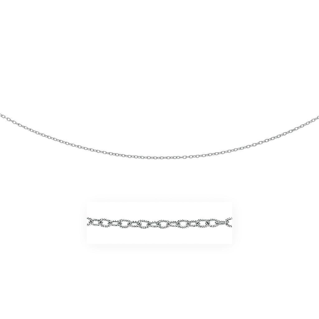 14k White Gold Pendant Chain with Textured Links (2.30 mm) -18"