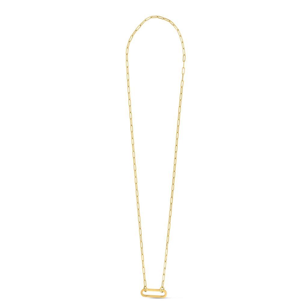 14k Yellow Gold Elongated Link Paperclip Necklace