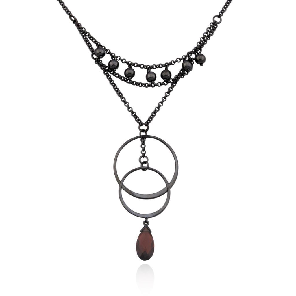 N60LACR-GM Elusive Bead and Garnet Drop Necklace