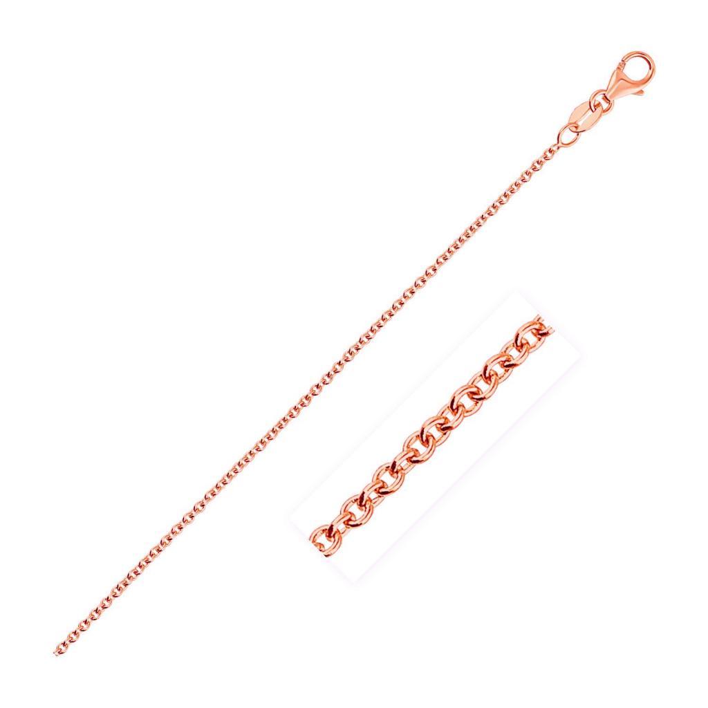 14k Rose Gold Round Cable Link Chain (1.25 mm) - 16"