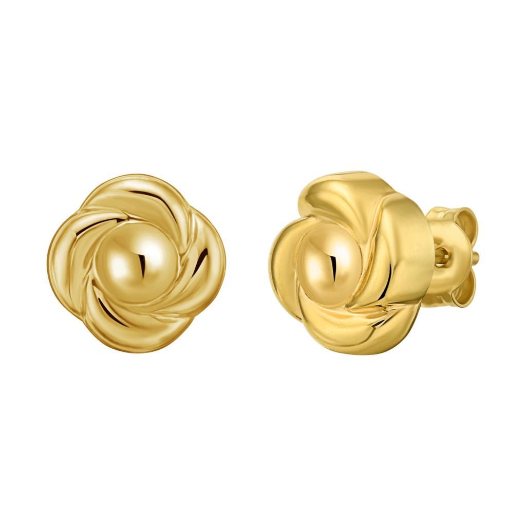 14K Yellow Gold Floral Stud Earrings