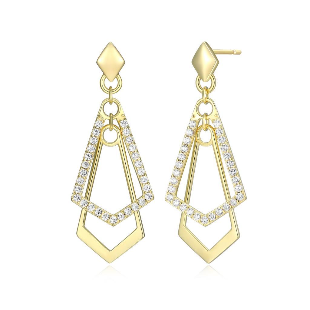 E32LCTB-Y Art Deco Cubic Zirconia Geometric Dangle Earrings