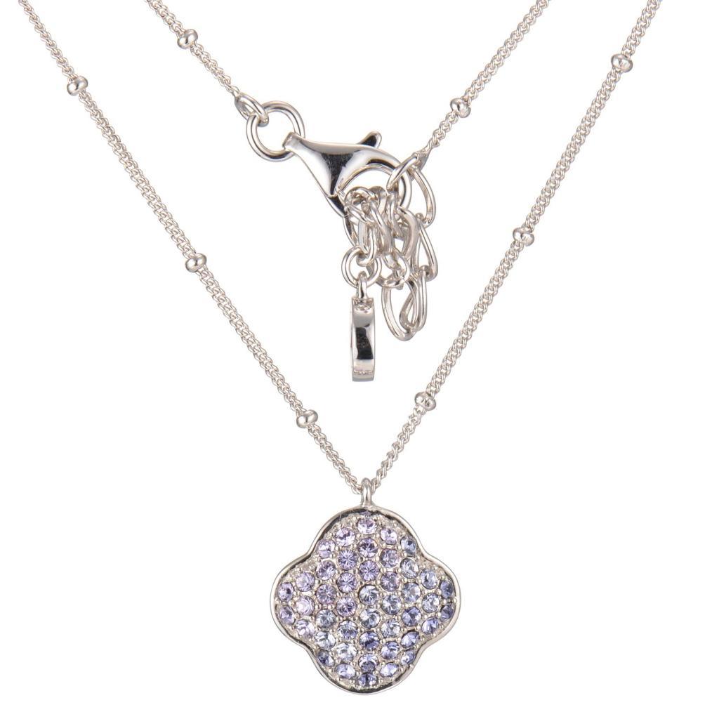 NR0LB1U-W Cascade Purple Swarovski Crysatal Clover Necklace