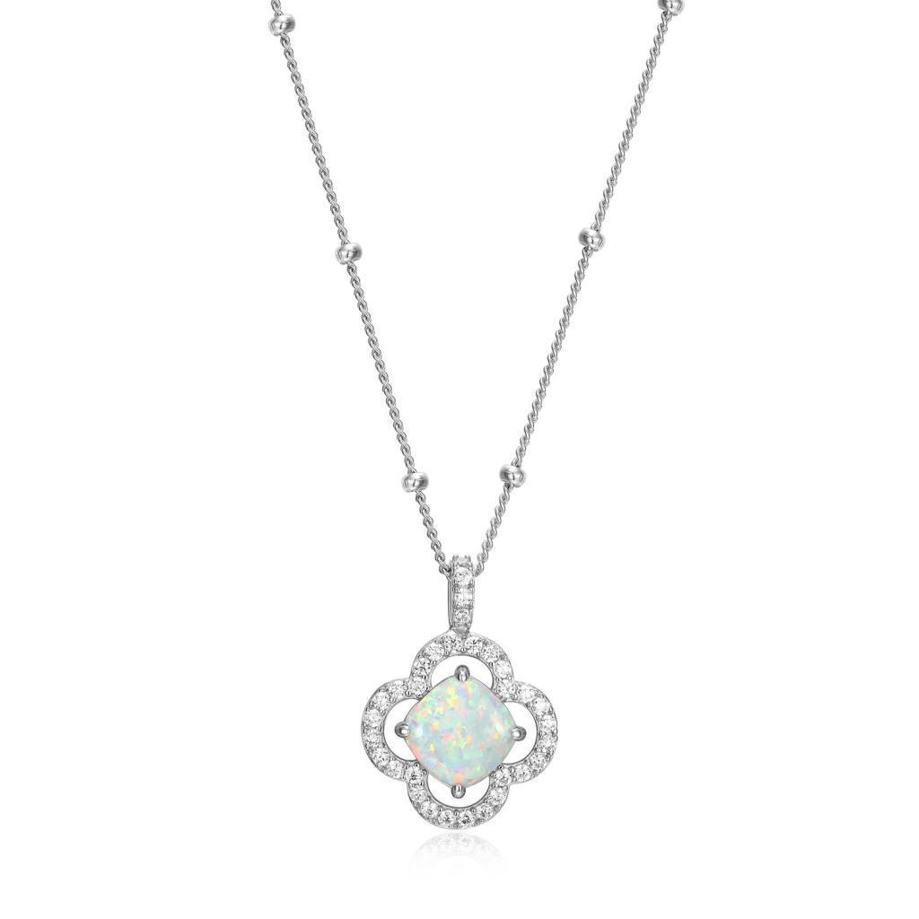 NCGR0Q0F2-W Lopal Cushion Cut Opal Pendant Necklace