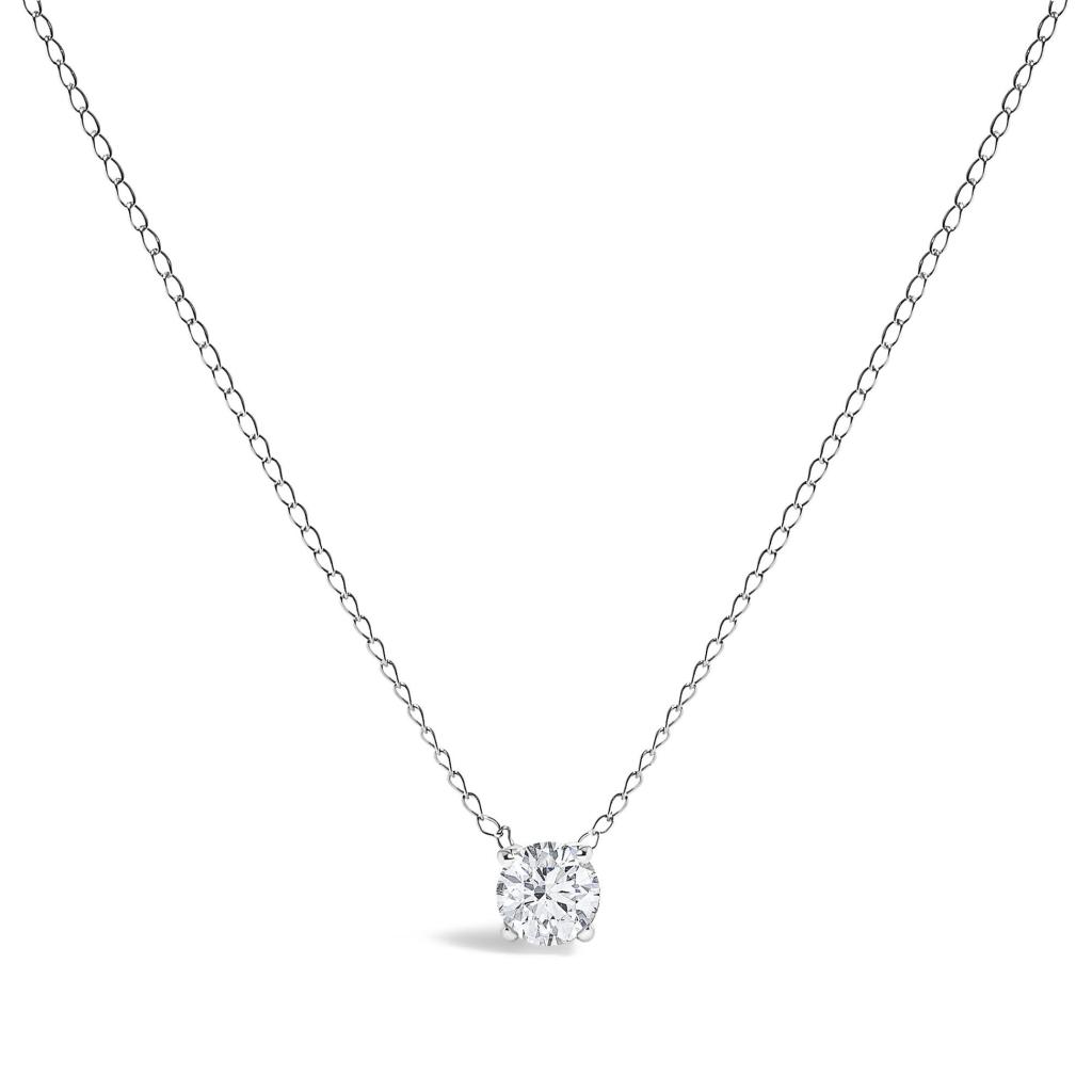 14K Gold Floating 1/2 Cttw Lab Grown Diamond Solitaire Pendant Necklace - 18" Inches