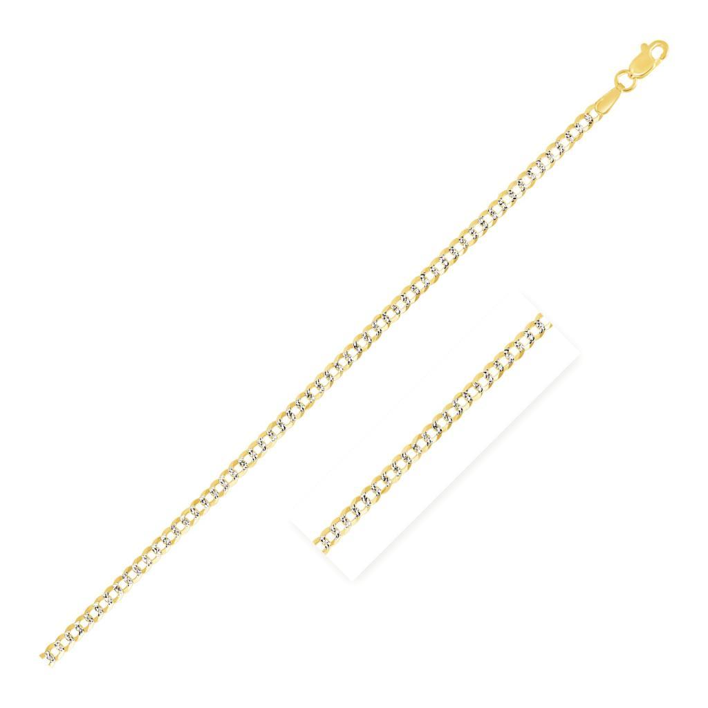14k Two Tone Gold Pave Curb Chain (2.60 mm) -18"