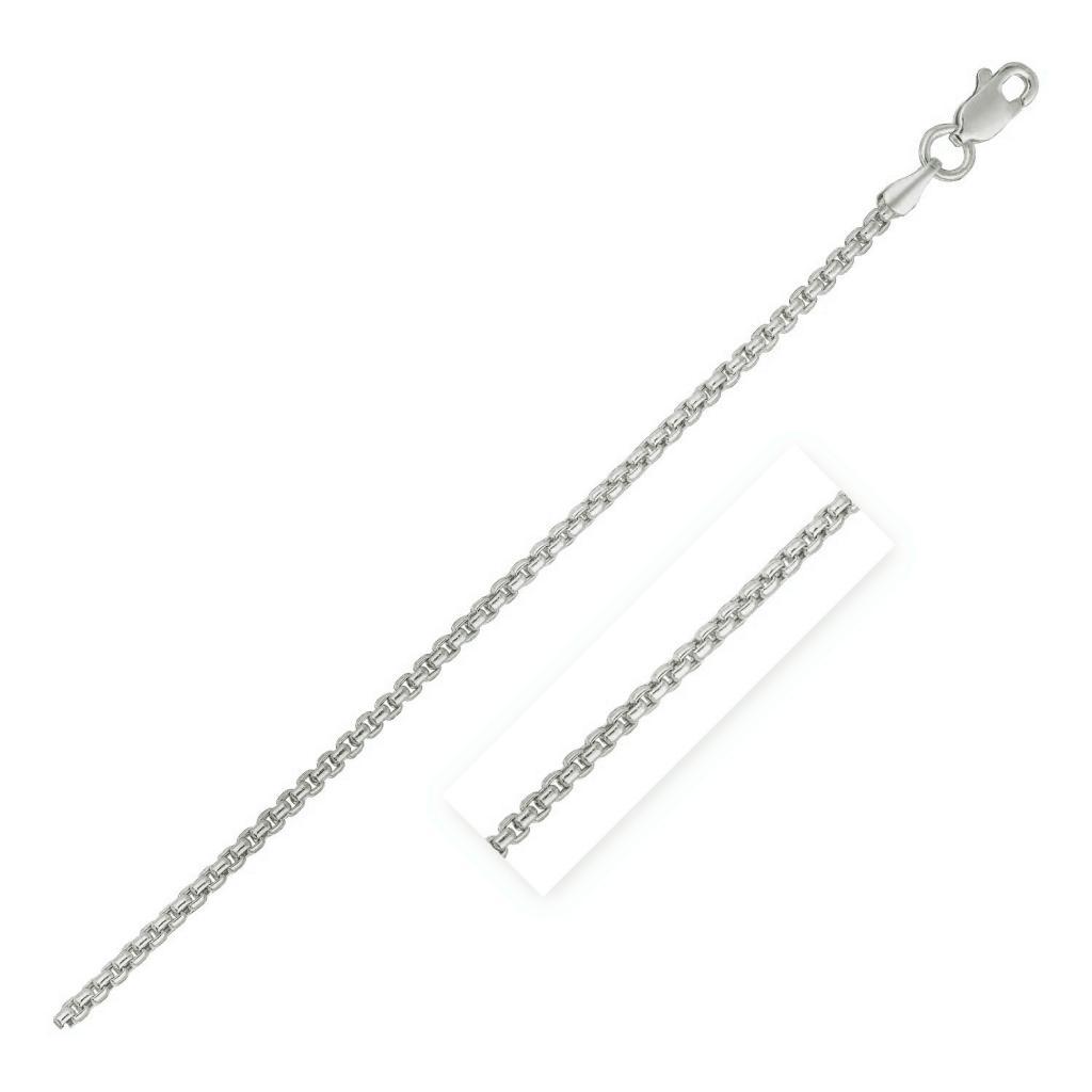 14k White Gold Round Box Chain (1.3 mm) -18"