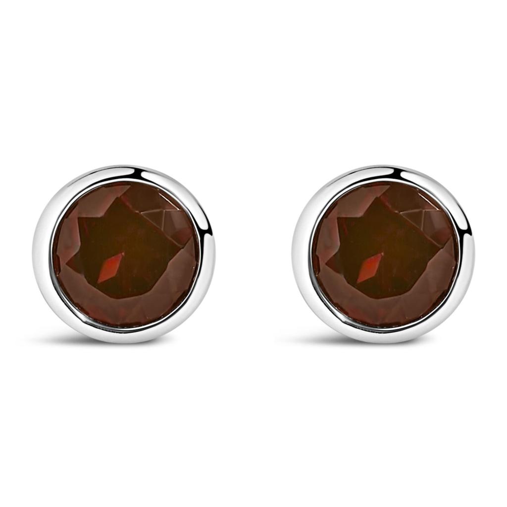 .925 Sterling Silver 6MM Bezel Set Created Gemstone Solitaire Stud Earrings