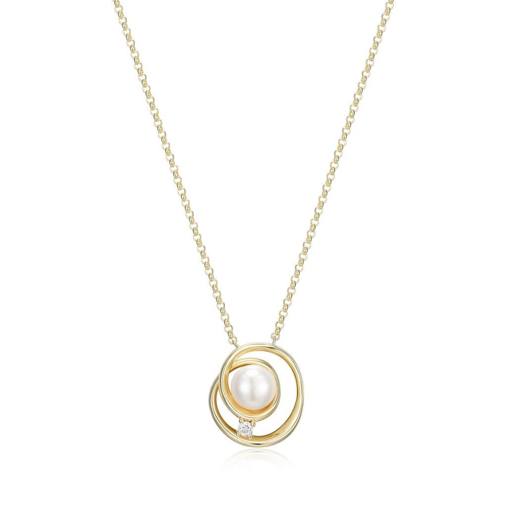 N30LBW1-Y Satellite White Pearl and Round Moissanite Necklace