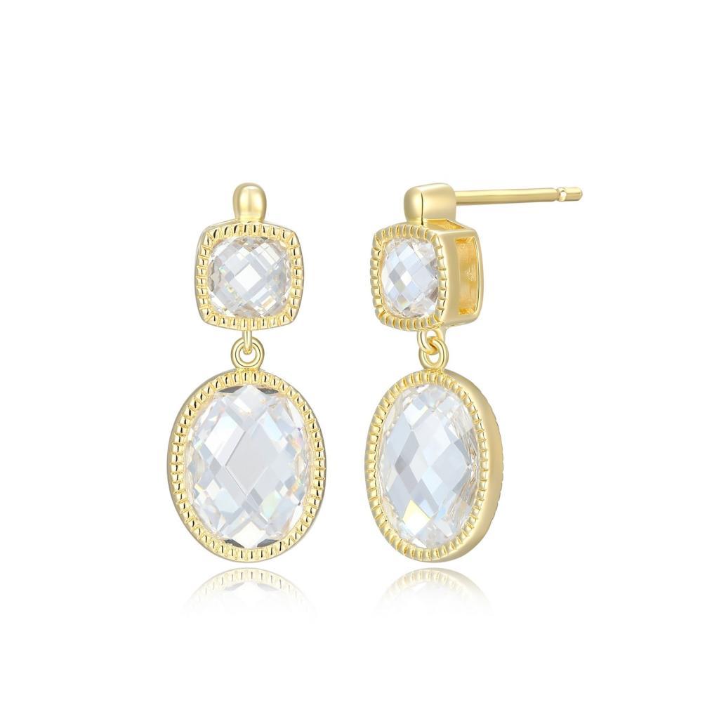 E32LCTS-Y Essence Checkboard Cut Cubic Zirconia Stud Earrings