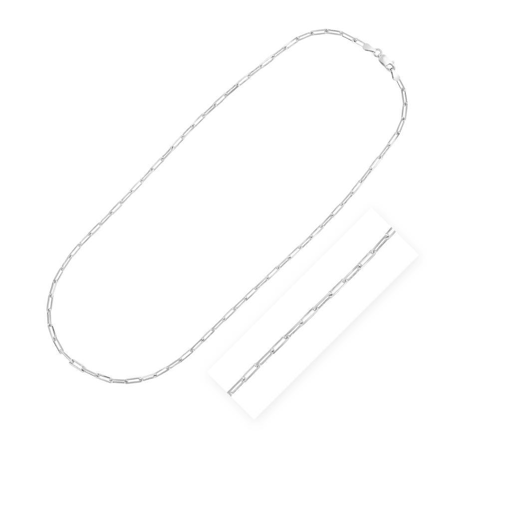 Sterling Silver Rhodium Plated Paperclip Chain (3.00 mm) -18"