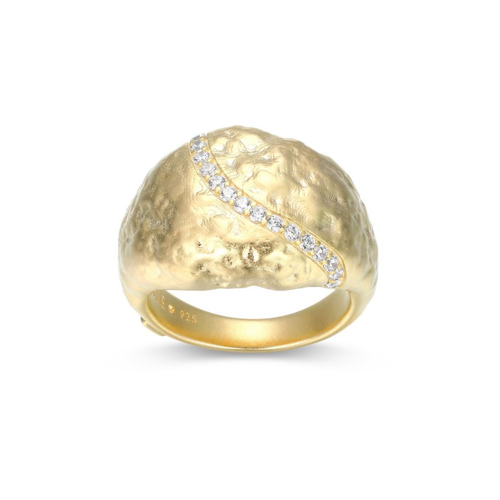 R34LAJZ-Y-6 Galaxy Matte Finish Cubic Zirconia Dome Ring Size 6