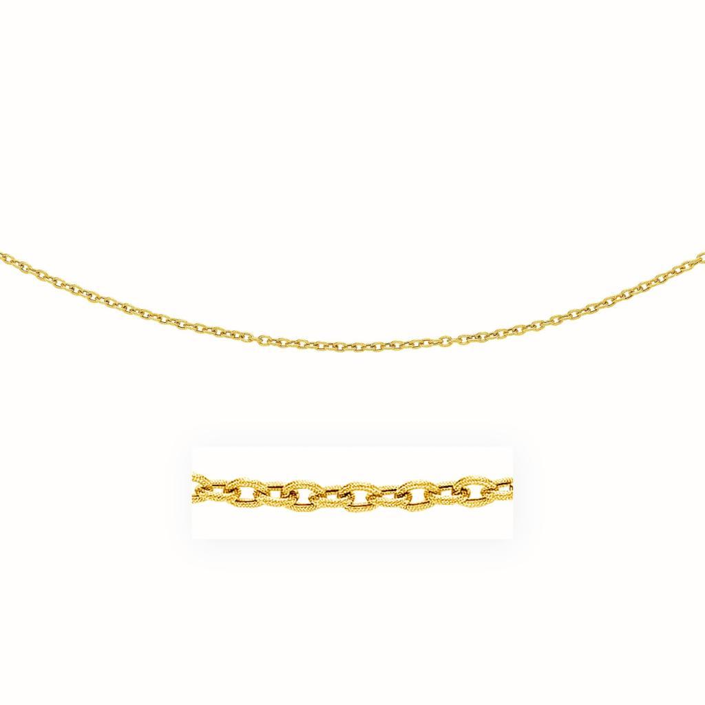 14k Yellow Gold Pendant Chain with Textured Links (3.3 mm) -18"