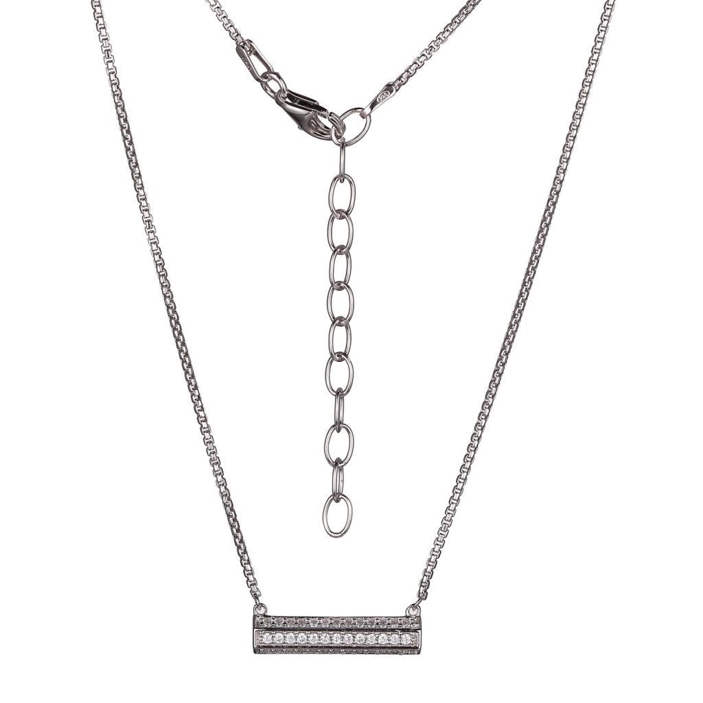NCGR0Q03S-W CZ Hexagon Bar Pendant Necklace