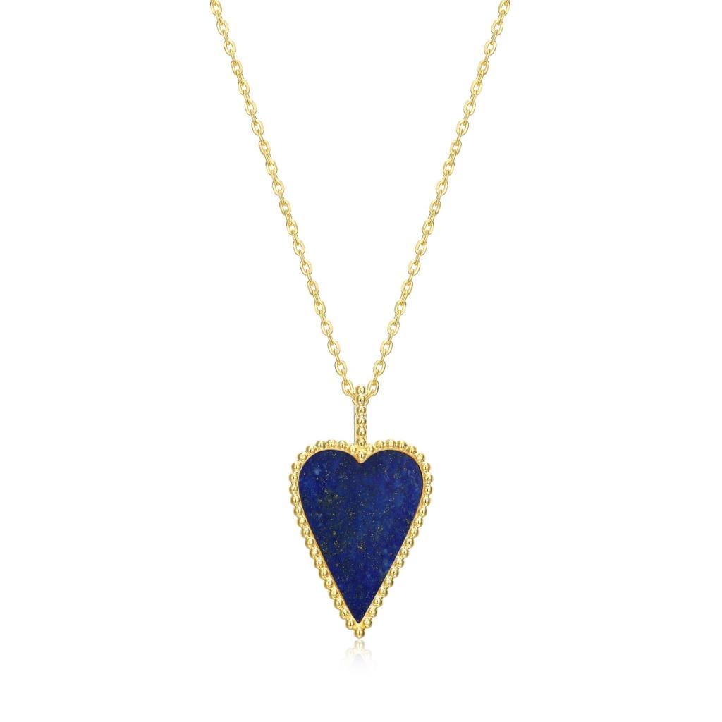 N30LBY2-Y Long Love Lapis Lazuli Heart Necklace