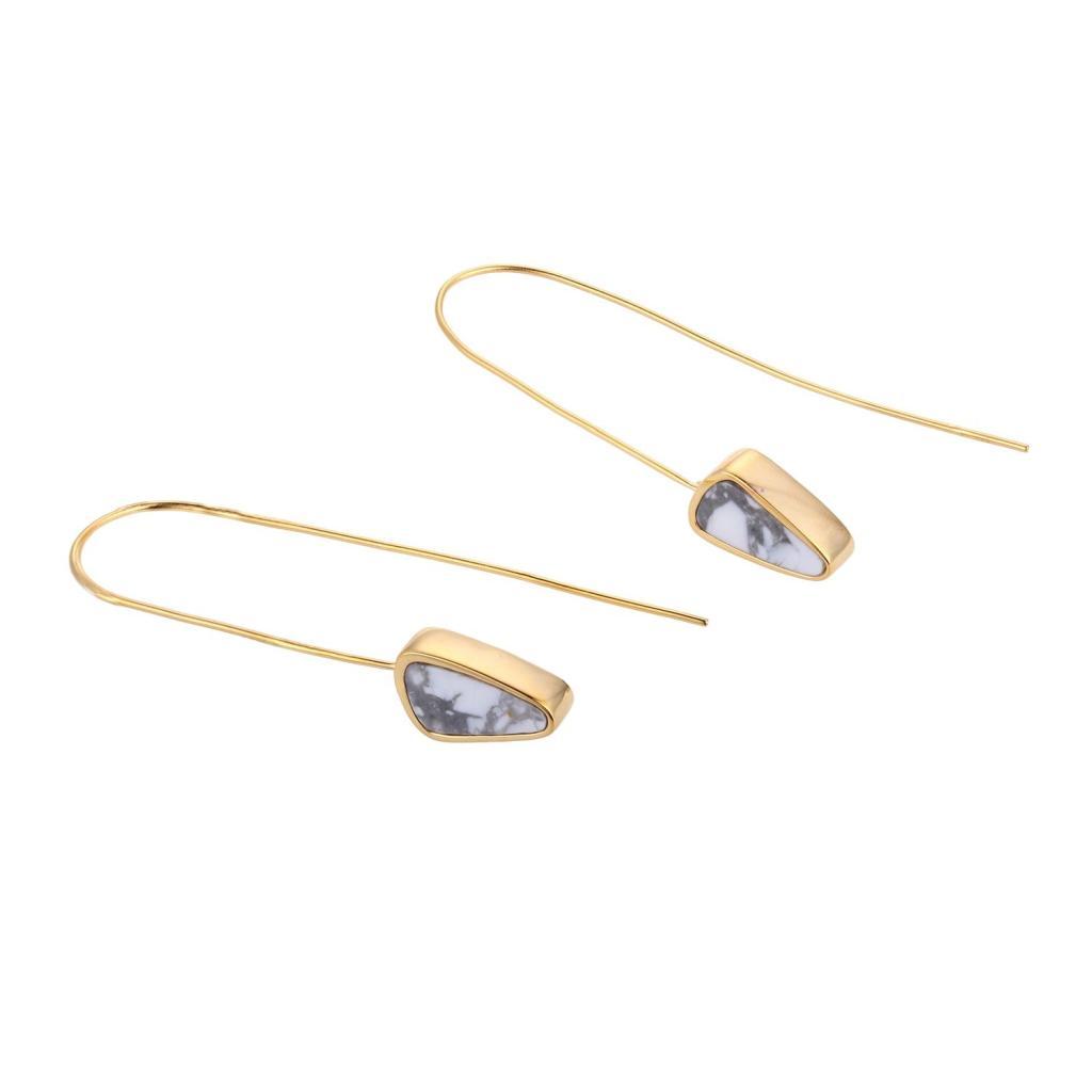 E32LBY5-Y Serenity White Howlite Long Wire Earrings