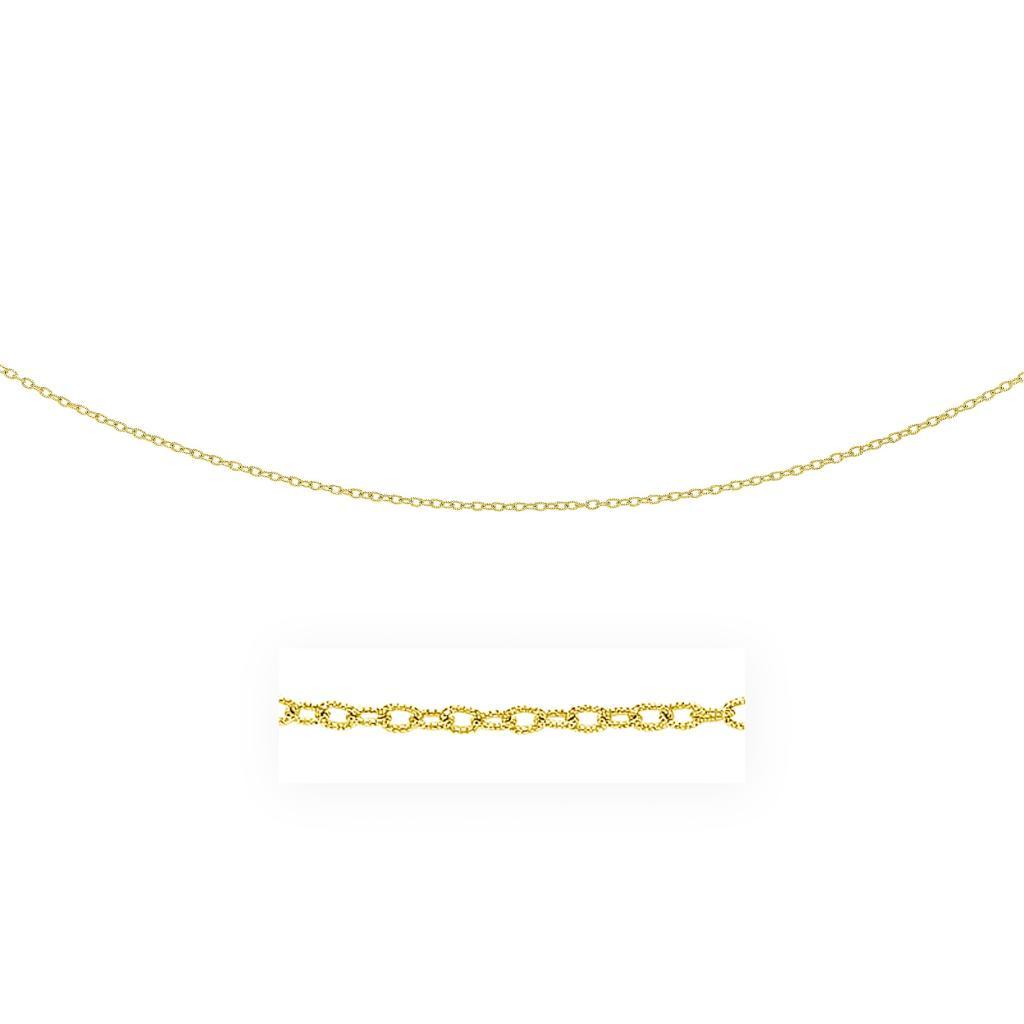 14k Yellow Gold Pendant Chain with Textured Links (2.50 mm) -18"