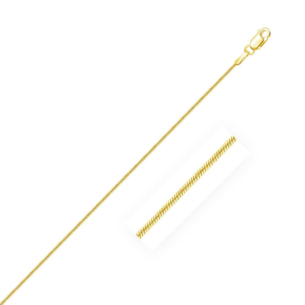14k Yellow Gold Round Snake Chain (0.90 mm) - 16"