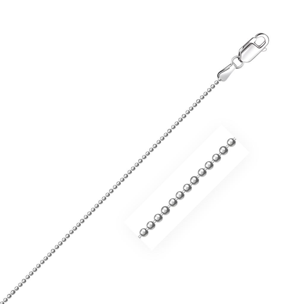 14k White Gold Diamond-Cut Bead Chain (1.10 mm) - 16"