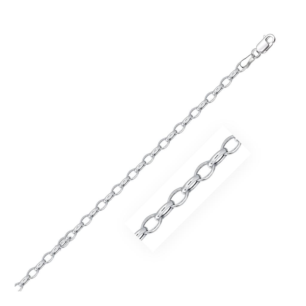 14k White Gold Oval Rolo Chain (3.20 mm) -18"
