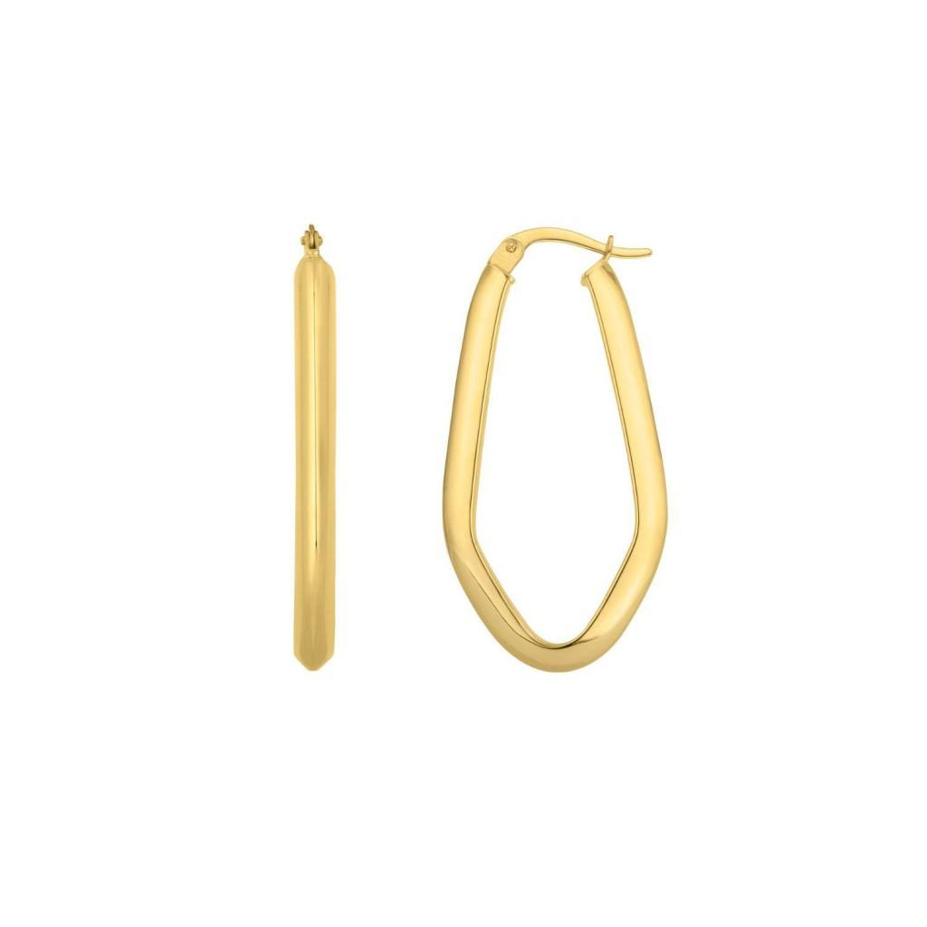 Geometric Oval Hoop Earrings in 10K Yellow Gold
