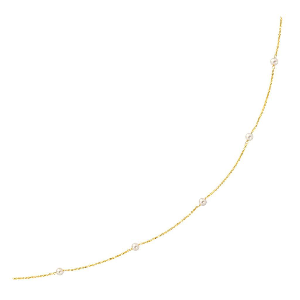 14k Yellow Gold Necklace with White Pearls -18"