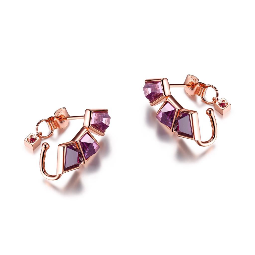 E32LC3B-P Paradox Triple Purple Red Cubic Zirconia Post and Cuff Earrings