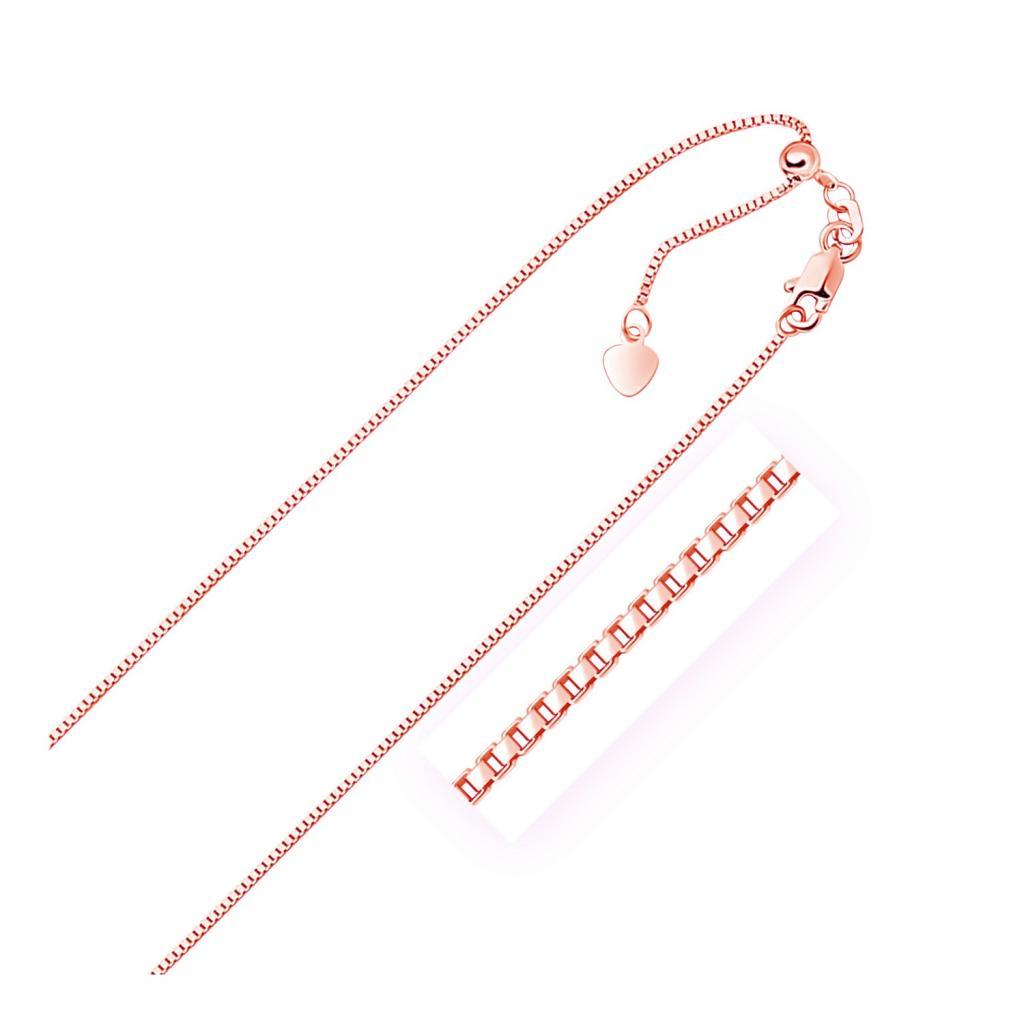 14k Rose Gold Adjustable Box Chain (0.85 mm) -22"