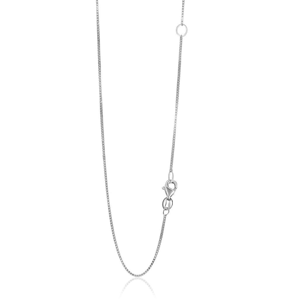 14k White Gold Adjustable Box Chain (0.80 mm) -18"