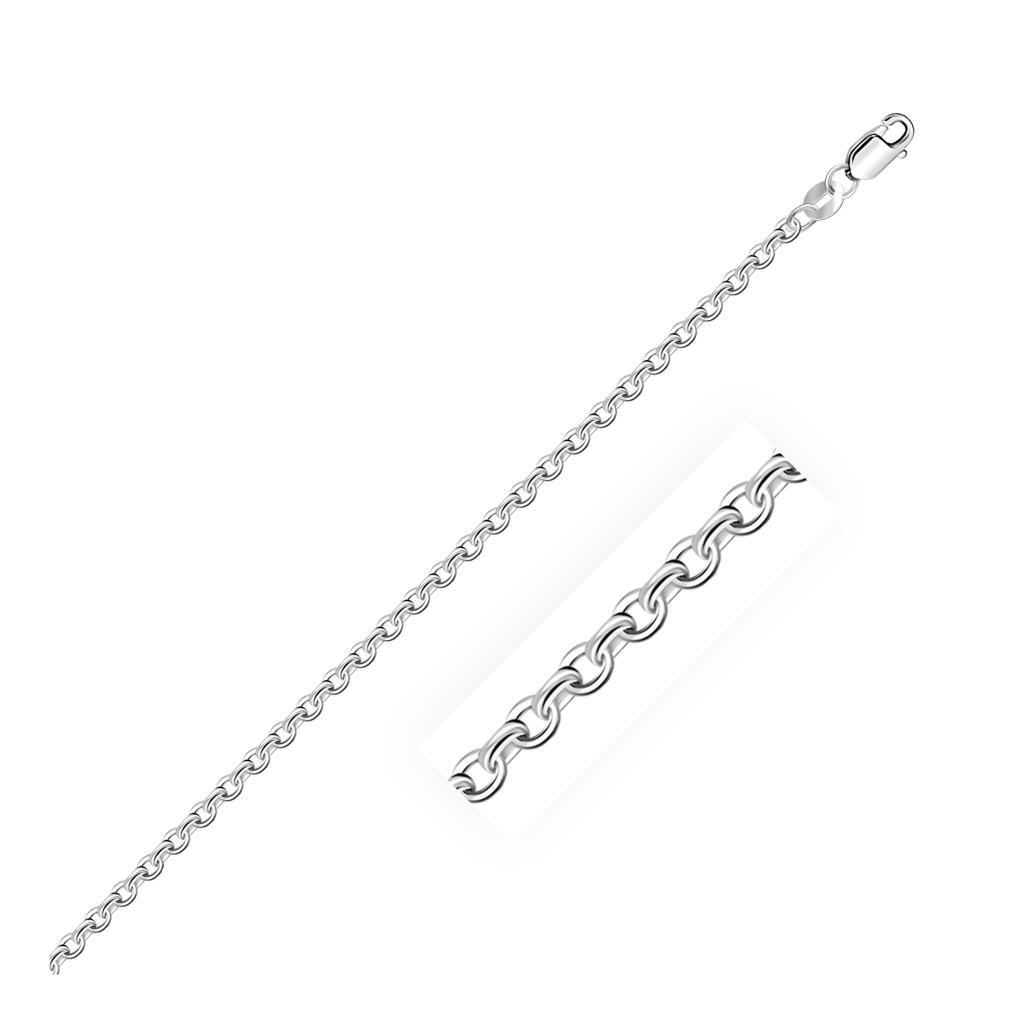 14k White Gold Diamond Cut Cable Link Chain (2.20 mm) - 16"