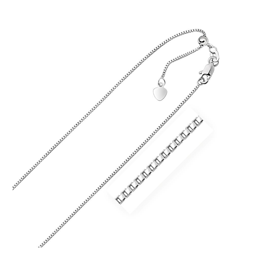 14k White Gold Adjustable Box Chain (0.85 mm) -22"
