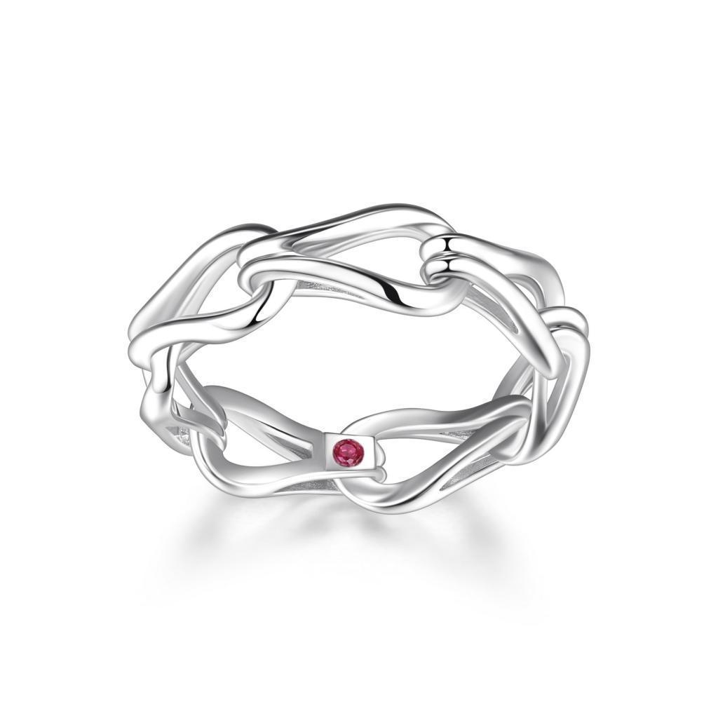 RR4LACU-W-6 "Coalesce" Sterling Silver Link Ring - Silver