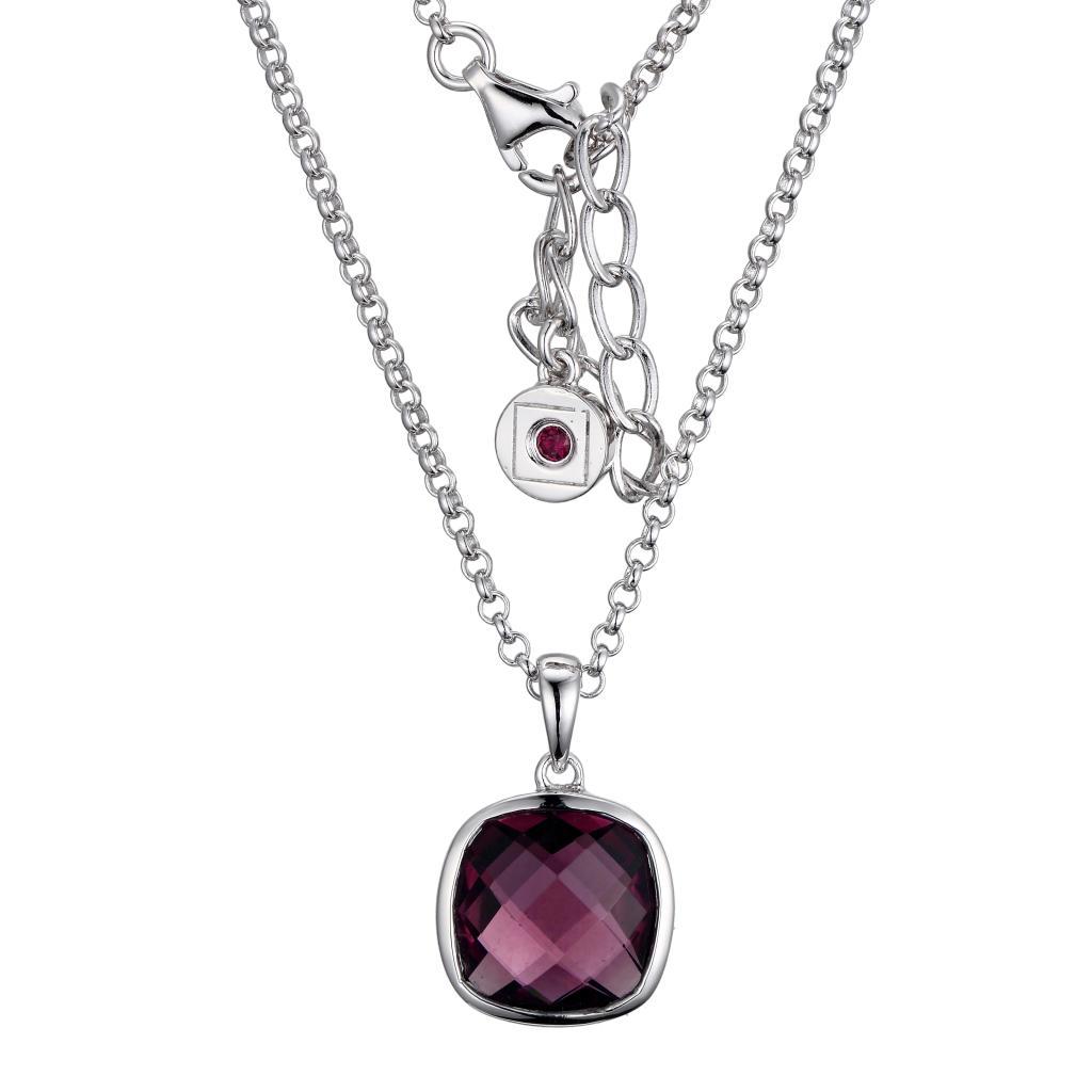 NR0LB31-W Mystic Checkboard Cushion Cut Simulated Quartz Necklace