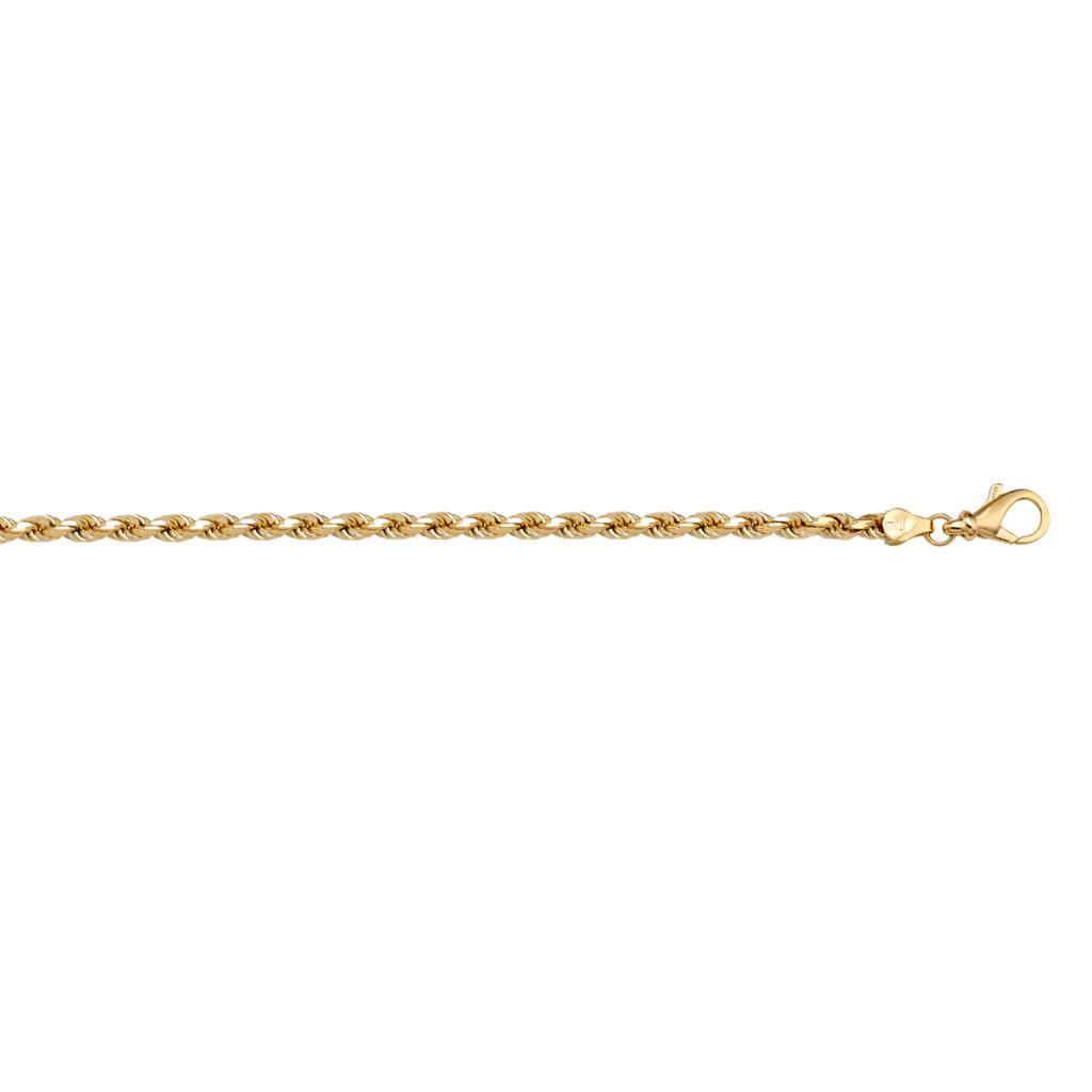Yellow Gold Solid Diamond Cut Rope Anklet - 10K - 10k - 9.5"