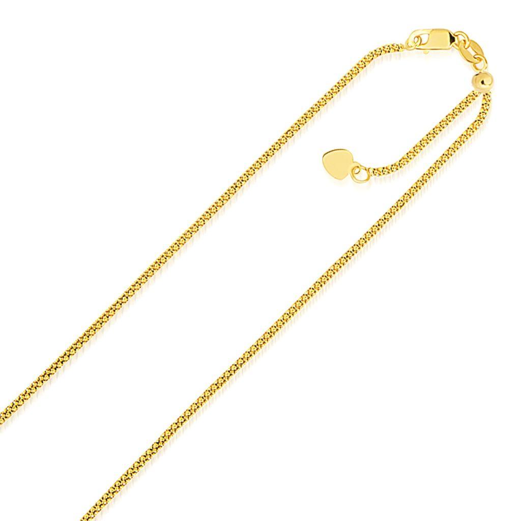 14k Yellow Gold Adjustable Popcorn Chain (1.10 mm) -22"