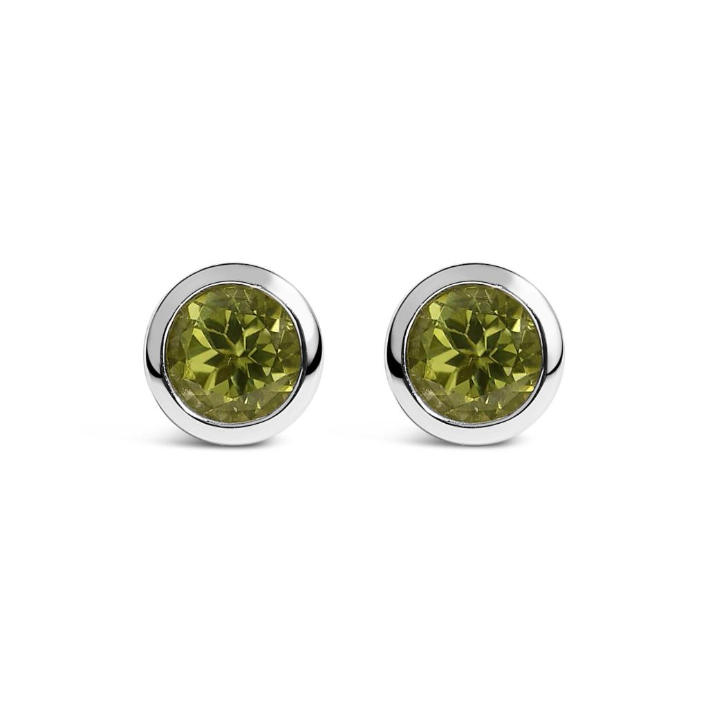 .925 Sterling Silver 6MM Bezel Set Created Gemstone Solitaire Stud Earrings