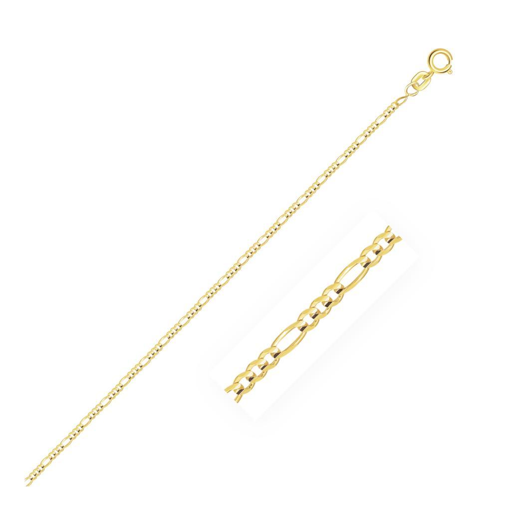 14k Yellow Gold Solid Figaro Chain (1.30 mm) -18"