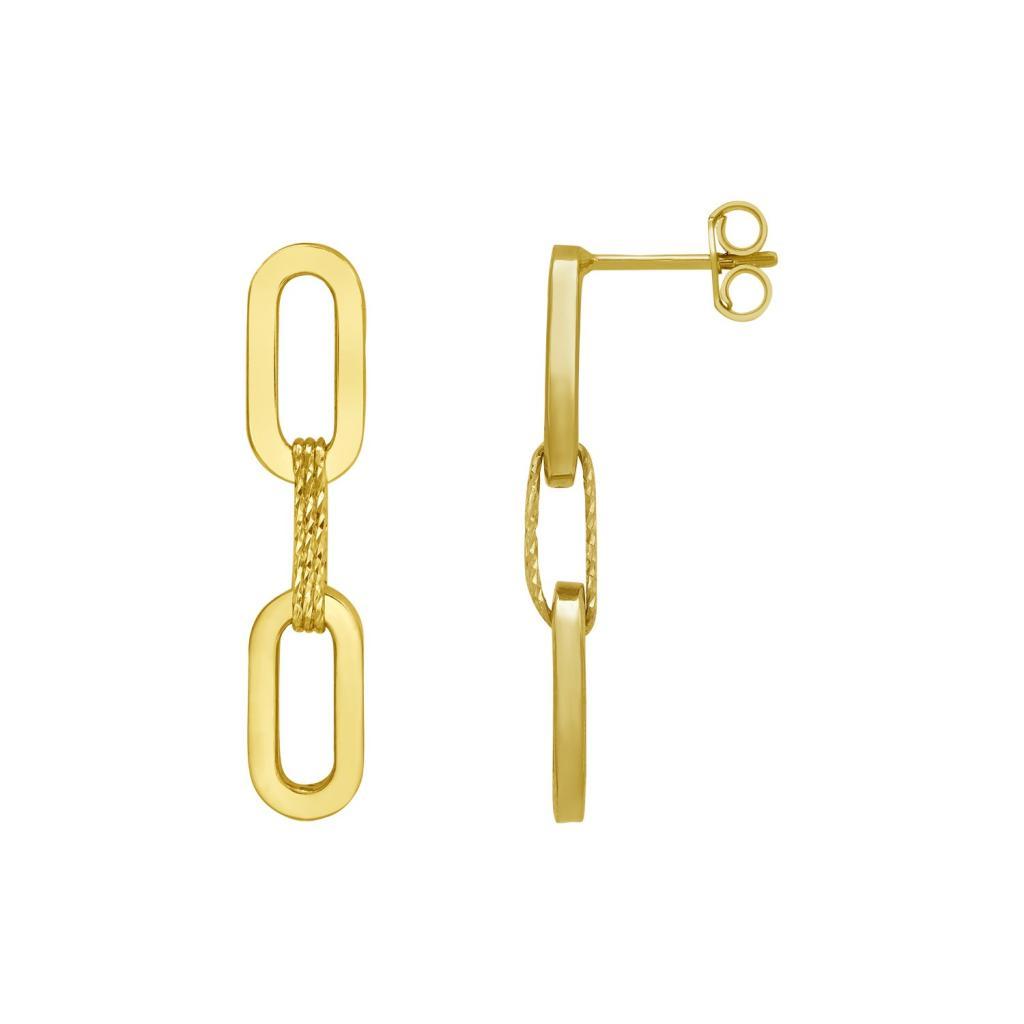 14K Yellow Gold Mini Diamante Paperclip Earrings