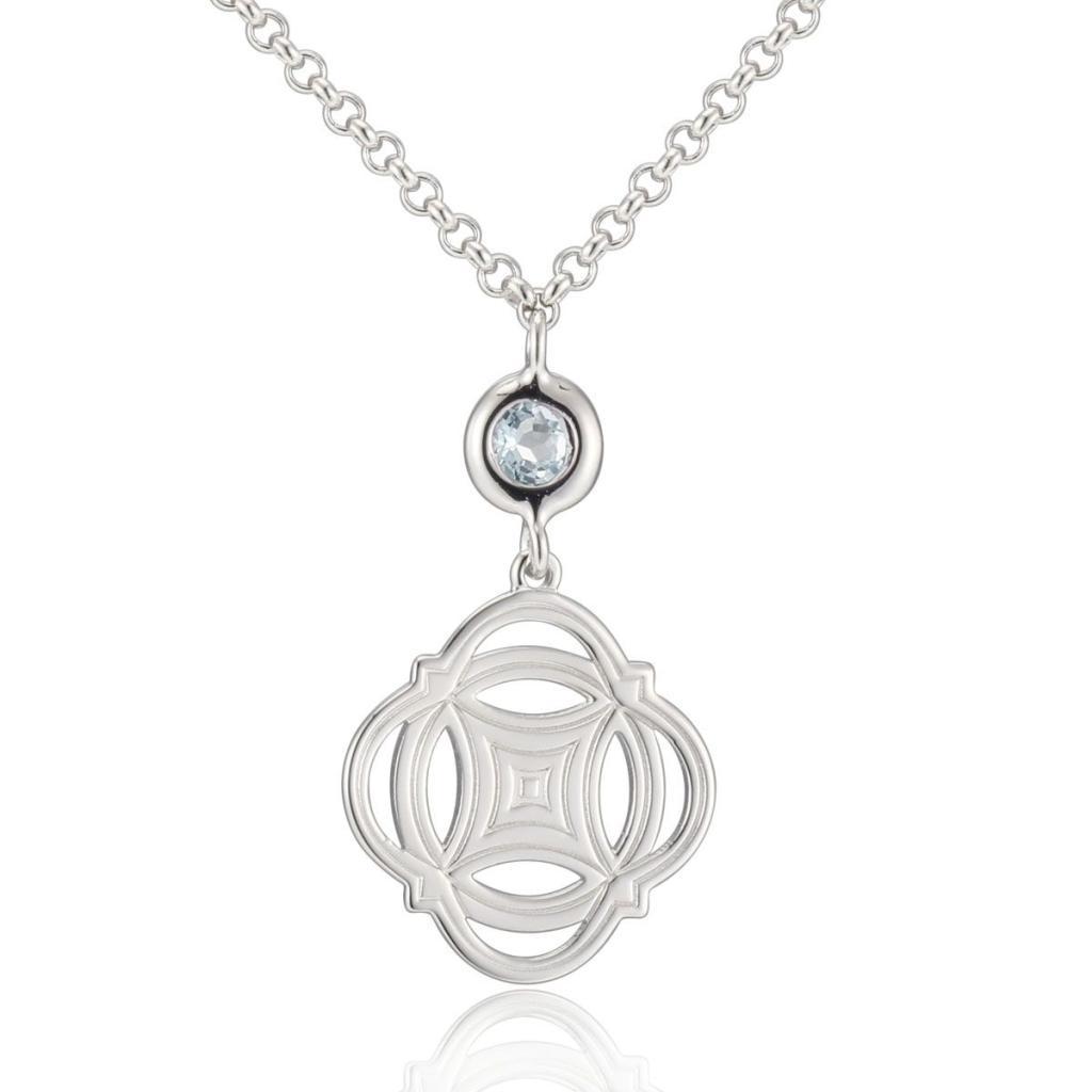 NR0LAK4-W Destiny Sky Blue Topaz Celtic Necklace