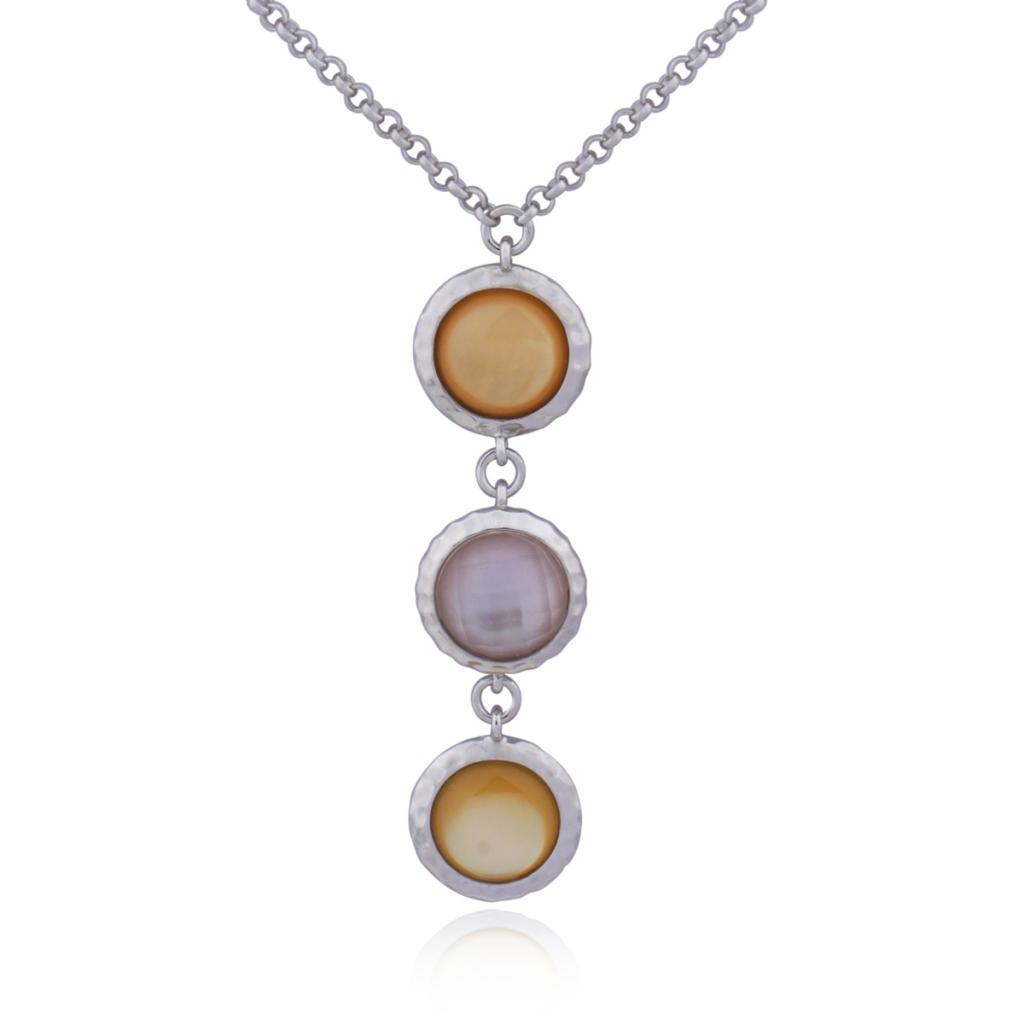 NR0LAF5-W Sunrise Mother of Pearl White Crystal Necklace