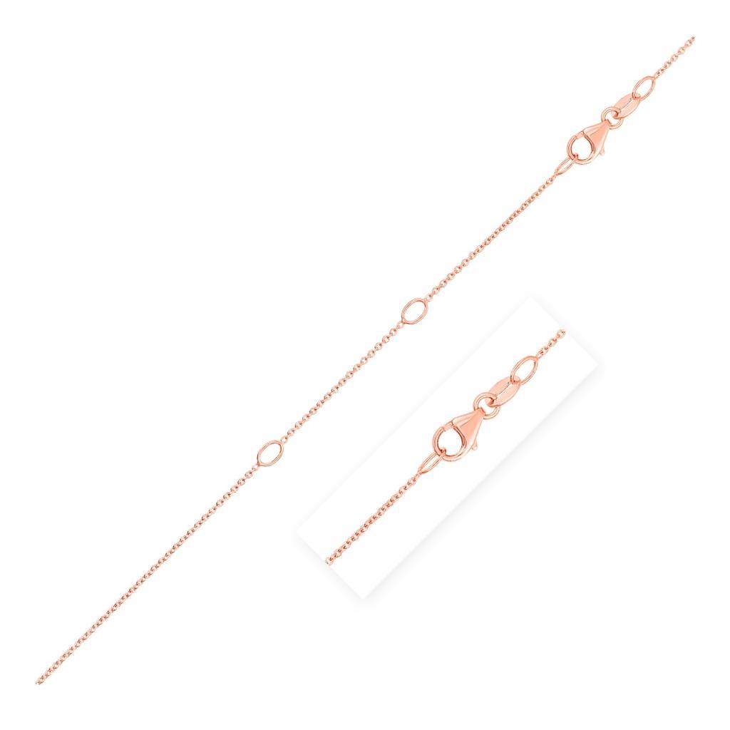 Double Extendable Cable Chain in 14k Rose Gold (0.97 mm) -18"