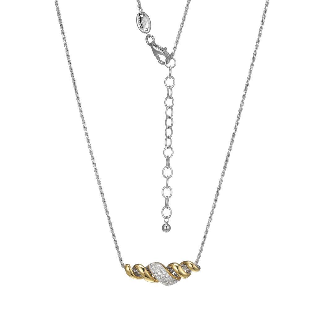 NCGR0Q0F9-2T Celeste CZ Twisted Croissant Pendant Rope Chain Necklace