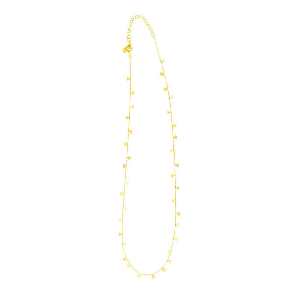 14K Yellow Gold Necklace with Dangling Hearts