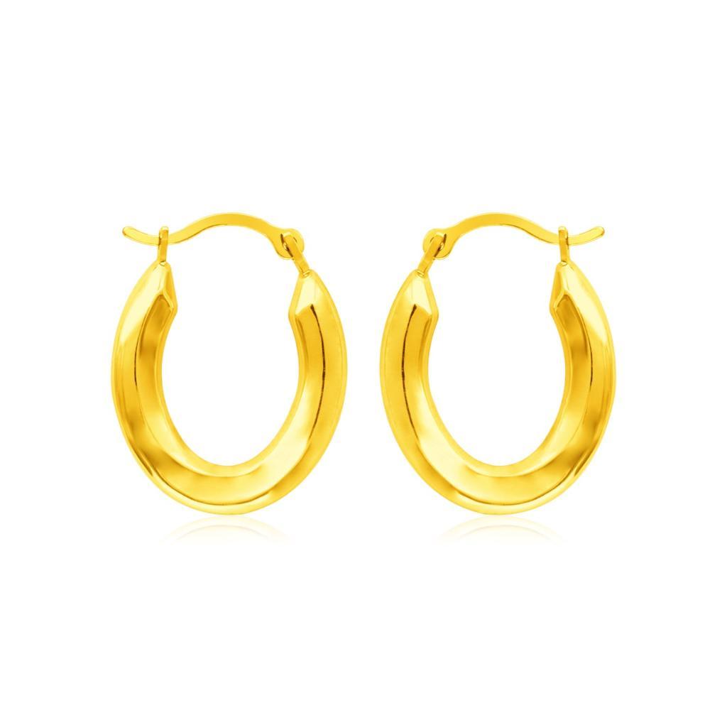 14k Yellow Gold Polished Oval Hoop Earrings