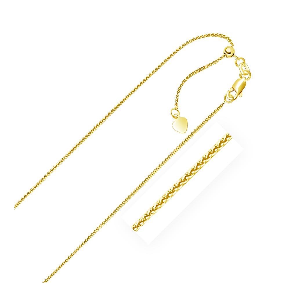 14k Yellow Gold Adjustable Wheat Chain (1.00 mm) -30"