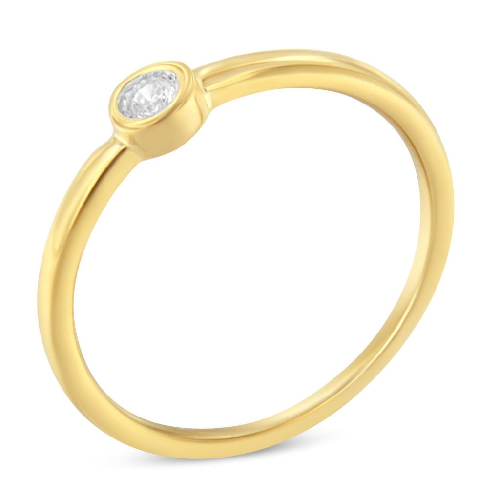 14K Yellow Gold Plated .925 Sterling Silver Miracle Set Diamond Ring (1/20 Cttw, J-K Color, I1-I2 Clarity) Ring Size-6.0